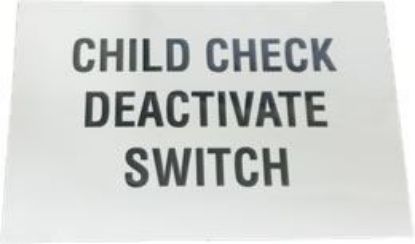 Picture of Child Check Deactivate Switch Decal Part#00116158