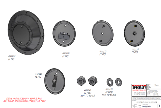 Picture of AIR DIAPHRAGM SERVICE KIT Part # 002106K