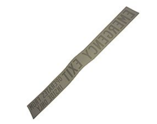 Picture of DECAL, EMERGENCY EXIT, PUSHOUT WDO, FMVSS 217 Part # 01495530